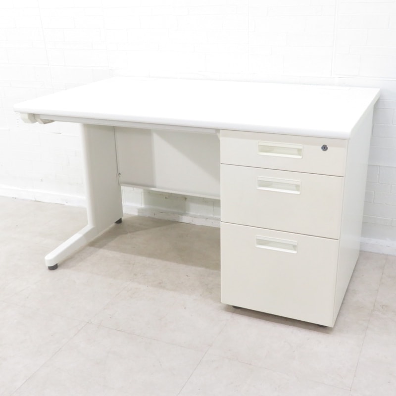 片袖デスク　ホワイト オフィスデスク PCデスク 袖机 引き出し YH16806 中古 配送サイズ300
