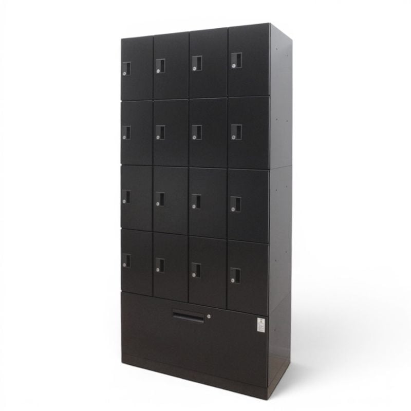 コクヨ イノン 16人用ロッカー 1段ラテラル 多人数用ロッカー モバイルロッカー 2022年製 ブラック KK16875 中古 配送サイズ300