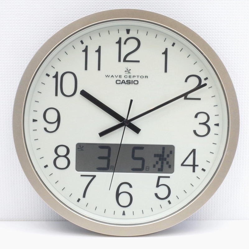 カシオ CASIO 掛け時計 IC-4100J-9JF 電波時計 ウェーブセプター デュアルタイム アナログ カレンダー チャイム KK16929 中古オフィス家電 配送サイズ100