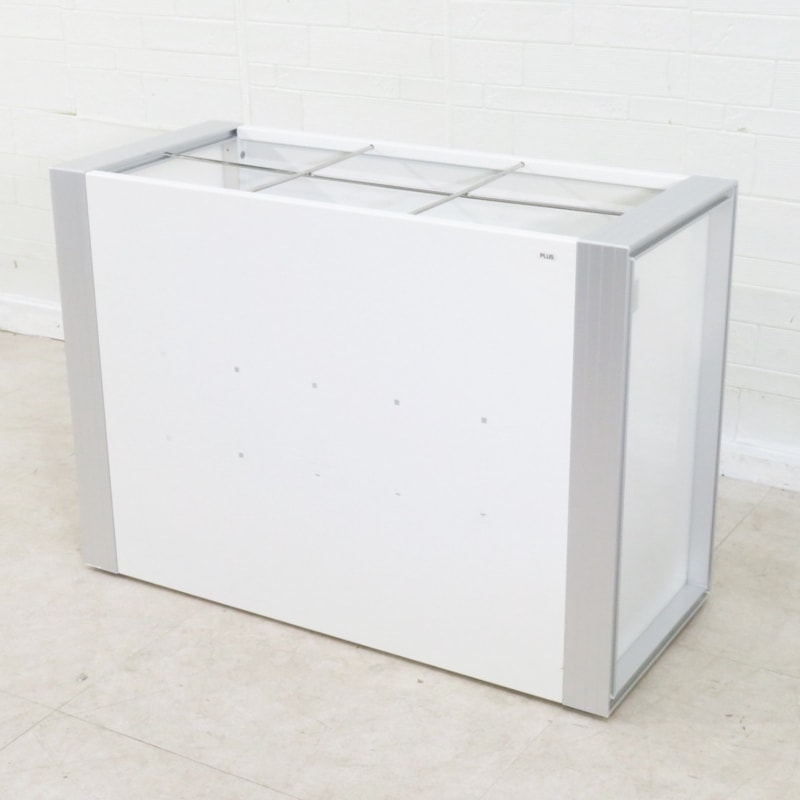 直接引き取り USMハラー ガラスショーケース ホワイト 受付台