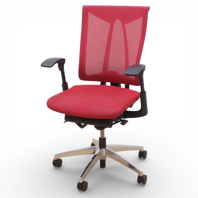 【SALE】イトーキ オフィスチェア セレーオ KF-570JB-ZTM4  レッド 可動肘付き ハイバック メッシュ 中古 EG17254 配送サイズ250