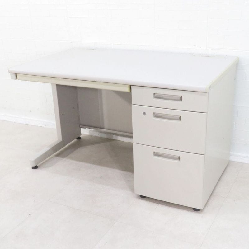 KOKUYO コクヨ 片袖デスク SDT-BSN127 グレー 事務机 オフィスデスク 袖机 引き出し 収納 配線口 書類 シンプル ワーク アジャスター EG17198 中古オフィス家具 配送サイズ300