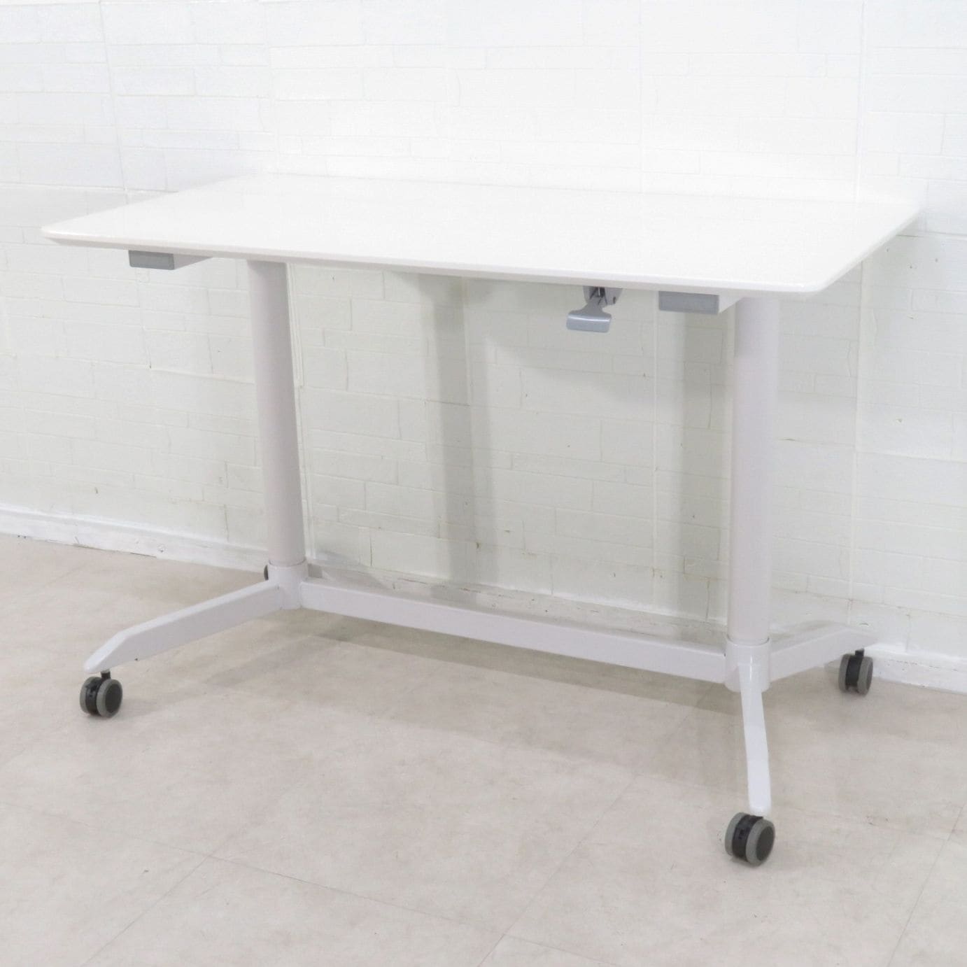 引き取り限定】昇降テーブル 1200×800 天板白 ダイニングテーブル