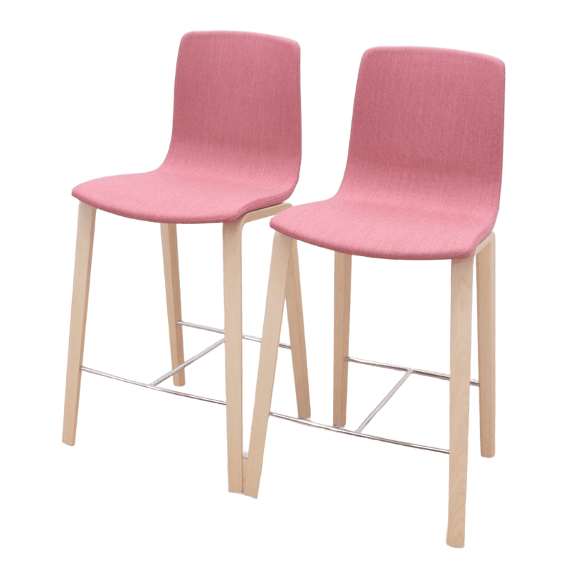 2脚セット アーバ ハイスツール カウンターチェア 布 レッド 座高66cm  EG17725 中古 配送サイズ200 セット販売