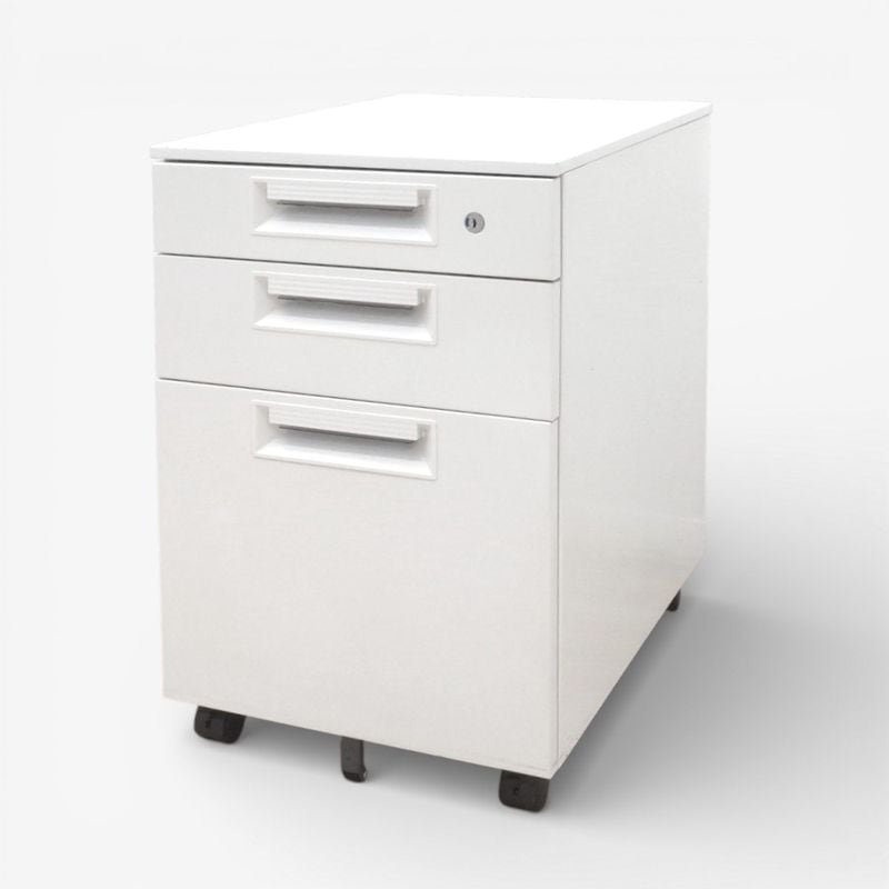 【中古】プラス 3段ワゴン LEED LE-046SC-3 W4 ホワイト キャスター 鍵無し 中古オフィス家具 KK17781