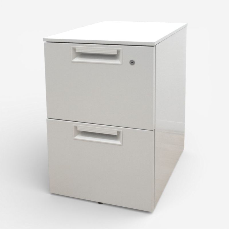 【中古】プラス JSシリーズ 2段ワゴン ニューグレー 鍵無し A4収納 デスクワゴン W395 D575 H605 中古オフィス家具 KK17976