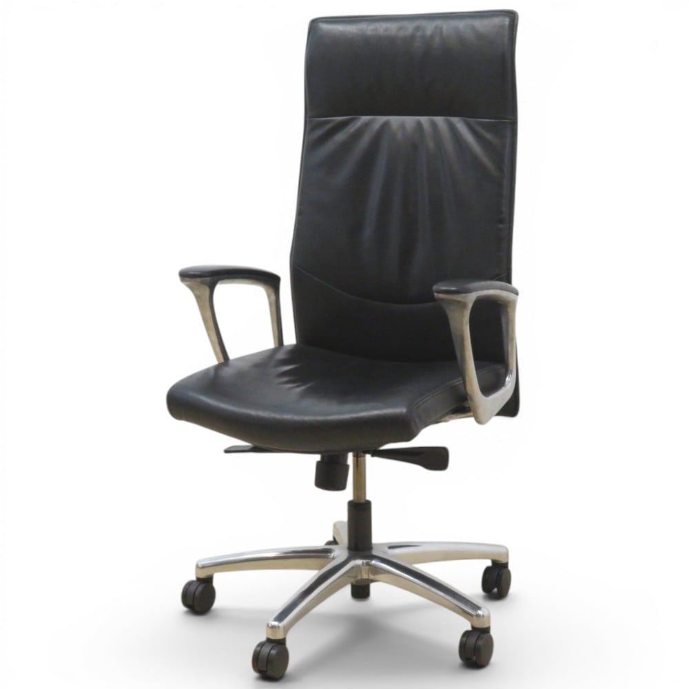 【2019年製・美品】オカムラCEシリーズ エクストラハイバック 本革 ブラック 中古】オカムラ CEシリーズ エグゼクティブオフィスチェア 総レザー