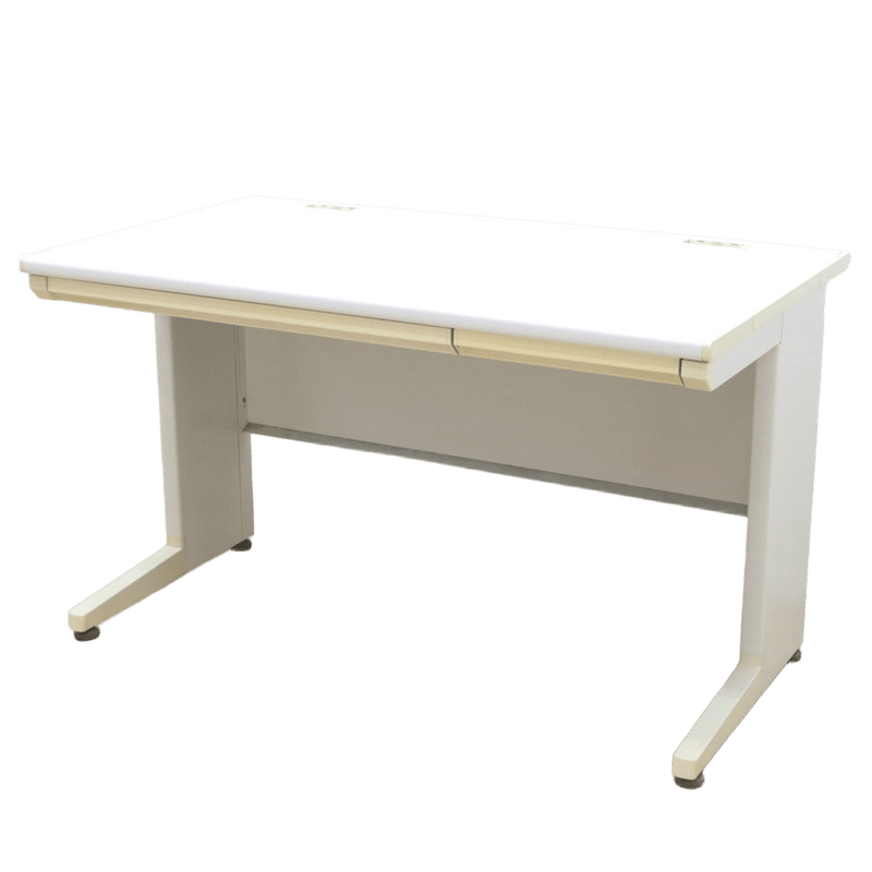 【ラスト1特価！】オカムラ ビラージュ 8VD12H 平デスク ホワイト W1200 引き出し付き 中古 EG18175 配送サイズ300