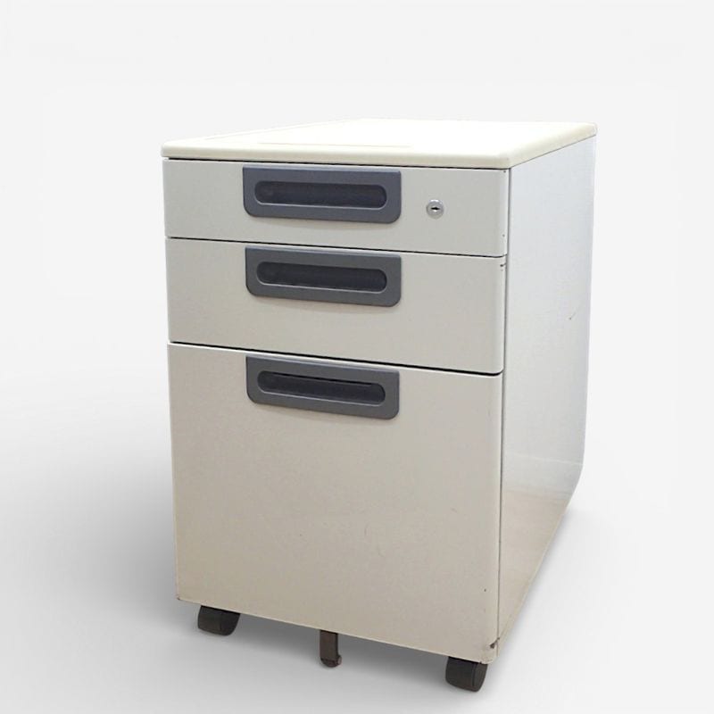 プラス 3段デスクワゴン LAシリーズ RY-046SC-3 ニューグレー W396 D577 H604 鍵無 引き出し キャスター付き KK18165 中古 配送サイズ180 家財おまかせ便