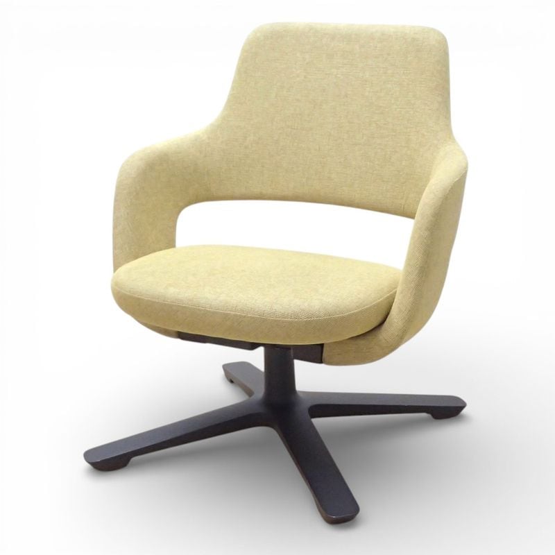 ★コクヨ ラウンジチェア セトル K06-B820CW1 ミーティングチェア イエロー ロッキング キャスター 布張り EG18492 KK18492 中古 配送サイズ240