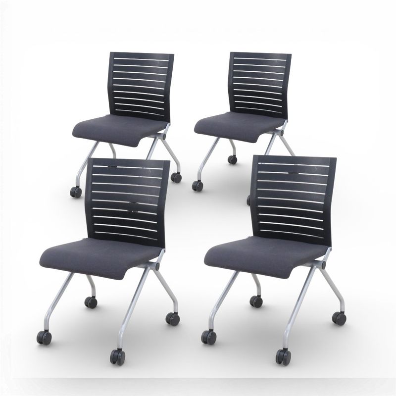 【4脚セット】スチールケース ネスティングチェア GS ブラック ミーティングチェア EG18474-1 中古 セット販売