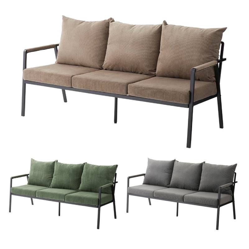 【新品】3人掛けソファ 3人用 おしゃれ コーデュロイ 肘掛 アーム インダストリアル モダン シンプル グリーン ベージュ BR002-000018 【SS50】