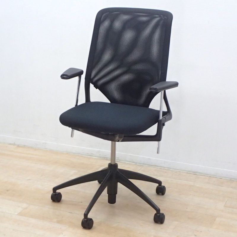 vitra. ヴィトラ Meda2 メダ2 アルベルト･メダ 肘付オフィスチェア デザインチェア ブラック メッシュ 高級 KK18515-1 中古オフィス家具 配送サイズ250
