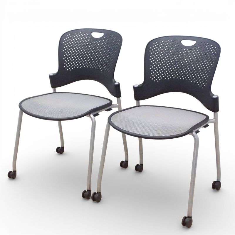 2脚セット Herman Miller ケイパーチェア ミーティングチェア  グレー スタッキングチェア EG18509 中古 配送サイズ240 セット販売