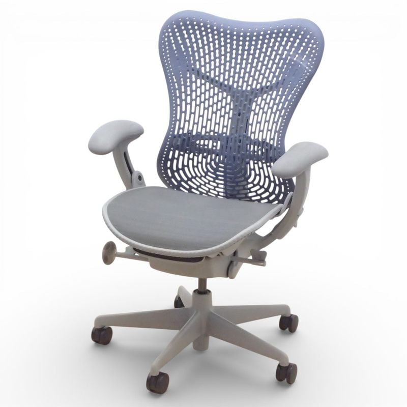訳有 Herman Miller ハーマンミラー Mirra ミラチェア 肘付オフィスチェア MR113AAM ネイビー/グレー ランバーサポート 高級 KK18517-2 中古オフィス家具 配送サイズ240