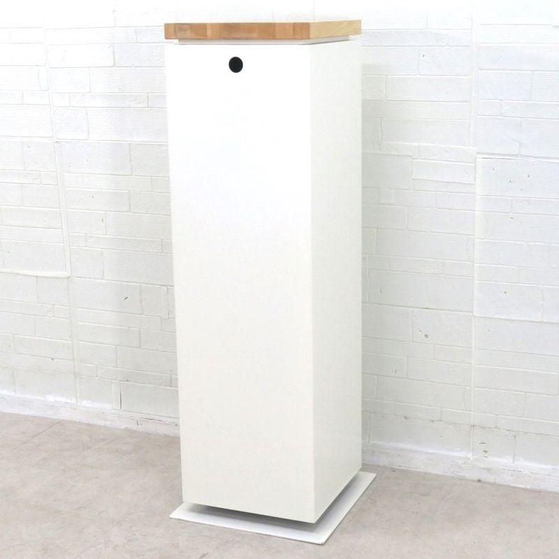 受付台 ホワイト/ナチュラル テレフォンスタンド TEL 手荷物台置 荷台 カウンター 木目調 シンプル スリム ワーク 配線孔 YH18570 中古オフィス家具 配送サイズ200