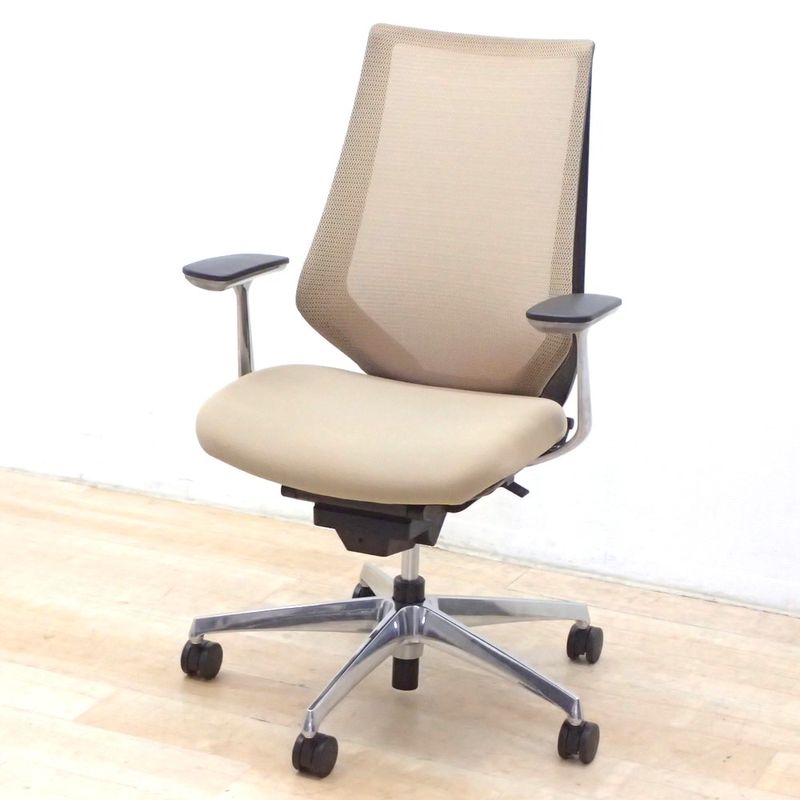 KOKUYO コクヨ デュオラ Duora 肘付オフィスチェア CRS-G3000E6 ベージュ メッシュ 固定アーム ハイバック 腰痛予防 KK18625 中古オフィス家具 配送サイズ250