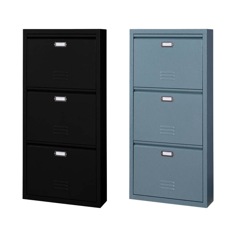 【新品】3段シューズラック ヴィンテージ風 W500×D150×H1060 ブラック グリーン BR002-000063【SS18】