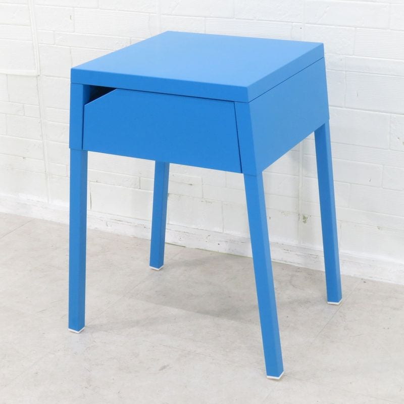 IKEA イケア セルジュ サイドテーブル ベッドサイド コーヒーテーブル W385 D385 H560 ブルー 引き出し 収納 YH18600 中古オフィス家具 配送サイズ160