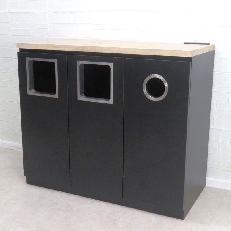 ダストステーション ブラック 黒 ダストボックス ゴミ箱 ごみ箱 両開き 作業台 おしゃれ スタイリッシュ 掃除 清掃 YH18562 中古オフィス家具 配送サイズ300