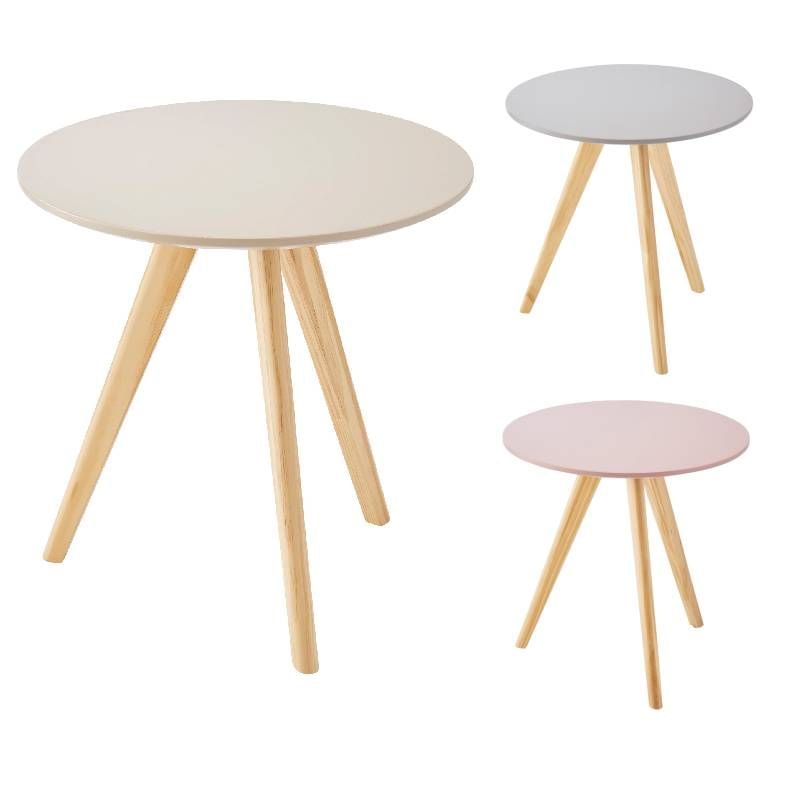 【新品】サイドテーブル 天然木 パイン 北欧 ナチュラル  ベージュ ピンク グレー BR002-000053【SS10】