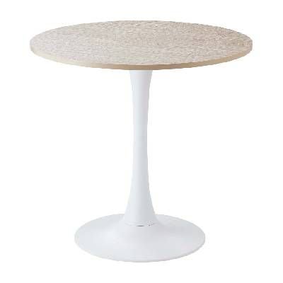 【新品】ラウンドテーブル 幅80㎝ 大理石調 円形 ホワイト ベージュ BR002-000076【SS18】