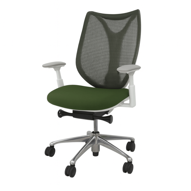 【SALE】オカムラ サブリナ 高機能オフィスチェア メッシュ ポリッシュ脚 肘付き ハイバック C854BW FSZ5 モスグリーン EG18533-1 中古 配送サイズ240