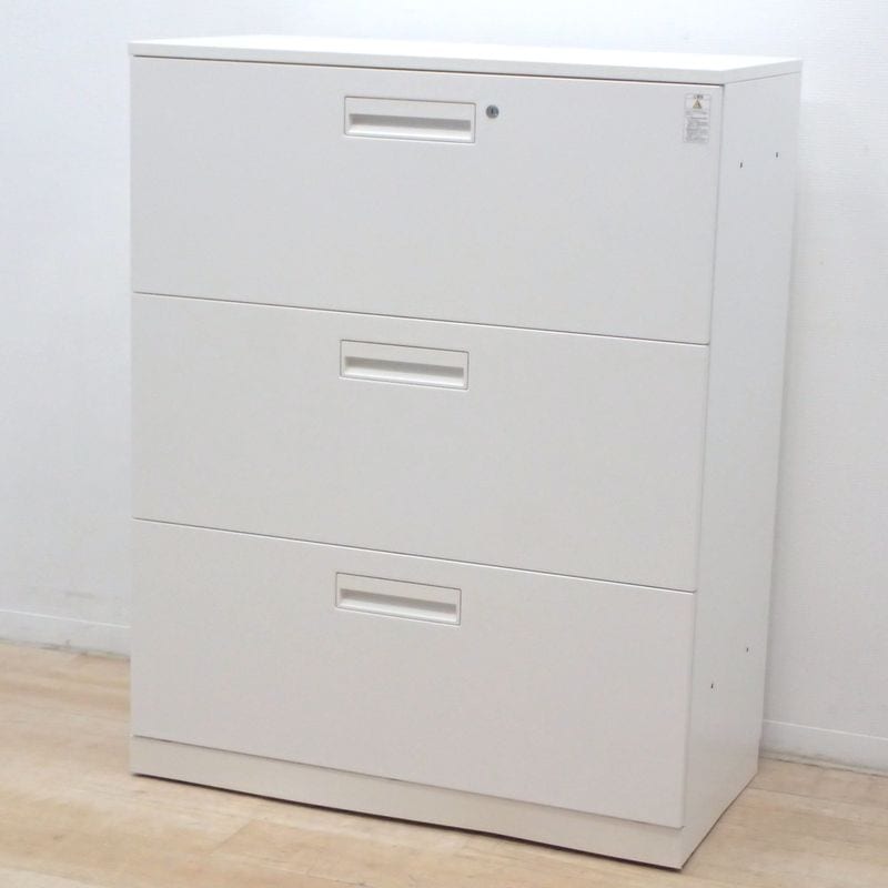 コクヨ エディア BWU-L3A59SAWNN 3段ラテラル書庫 ホワイト 幅900 鍵有り EG18221 中古 配送サイズ300