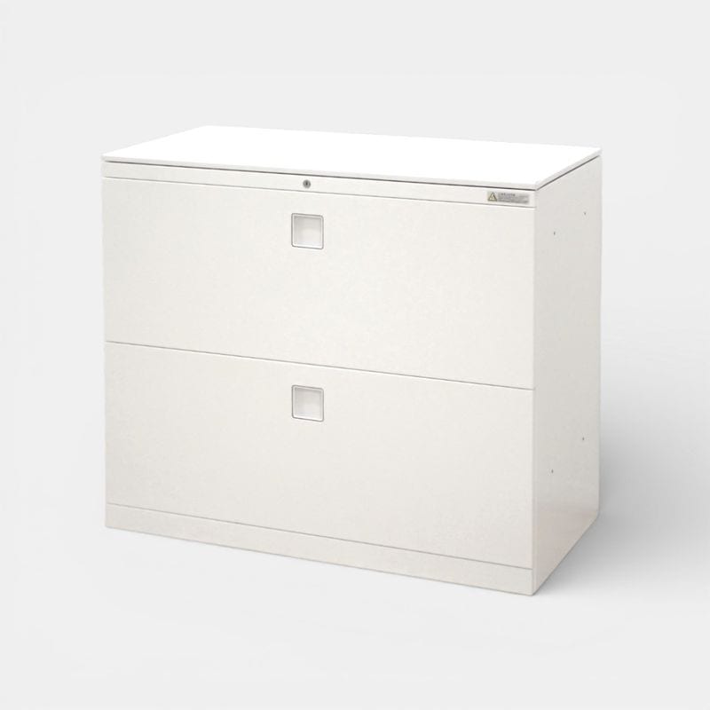 オカムラ 2段ラテラル書庫 レクトライン キャビネット 4BG1ZC-ZA75 鍵有 W900 D450 H775 白  オフィス家具 中古 KK18711 配送サイズ220