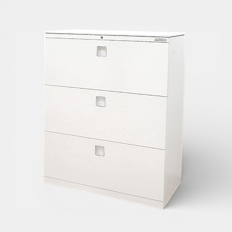 オカムラ レクトライン 3段ラテラル書庫 4BG3ZC ZA75 W900 D450 H1115 ホワイト 鍵有り AG19909 中古 配送サイズ300