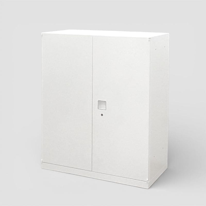 【中古】オカムラ 両開き書庫 レクトライン W900 D450 H1100 4B313Y-ZA75 ホワイト 鍵有り EG18714 配送サイズ300