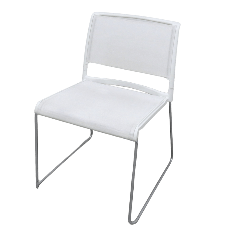 ウィルクハーン エーライン ミーティングチェア ホワイト 肘無し メッシュ スタッキング 中古 EG11787 配送サイズ200 