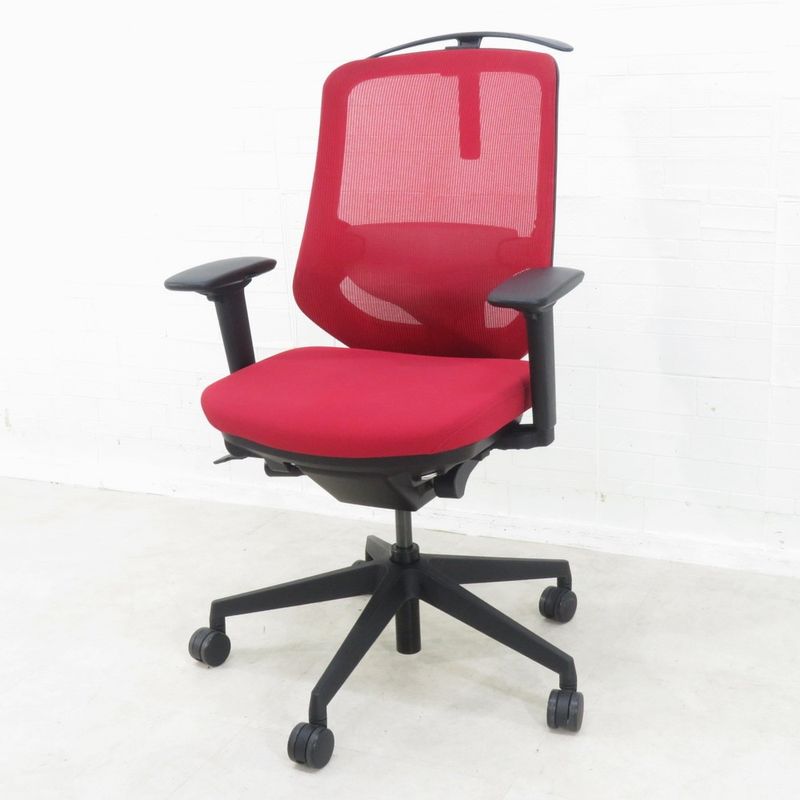 NAIKI ナイキ セリフト 肘付オフィスチェア CT-31 レッド 赤 事務椅子 上下昇降 リクライニング メッシュ 事務 在宅 ワーク リモート  EG18686 中古オフィス家具 配送サイズ240