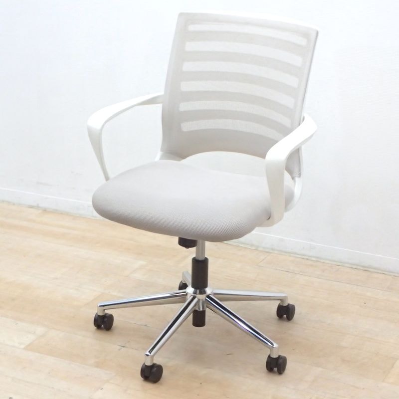 井上金庫 COZ 肘付オフィスチェア COZ-28 ライトグレー 事務椅子 パソコンチェア ワーク メッシュ ロッキング EG18776 中古オフィス家具 配送サイズ220