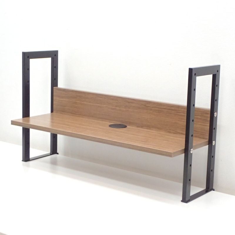 ★美品★ アール・エフ・ヤマカワ ワーキングデスク 上置棚 W800 卓上ラック GZUSR-800DM 木目 ブラウン 収納棚 机上 配線穴 EG16437 中古オフィス家具 配送サイズ160