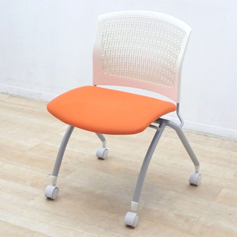 【SALE】AICO アイコ ミーティングチェア オレンジ ホワイトシェル ネスティングEG18783 中古 配送サイズ220