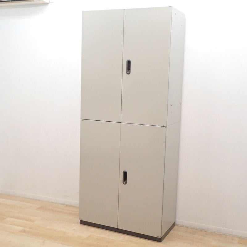 プラス PLUS リンクス LINX LX-5 上下書庫 L5-105A 両開き書庫 鍵無 エルグレー ハイキャビネット 収納庫 物置 KK18801 中古オフィス家具 配送サイズ300