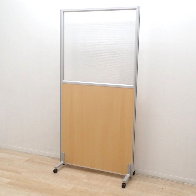 自立式ローパーテーション ナチュラル キャスター すりガラス風 木目 パーティション 衝立 間仕切り パネル KK18843 中古オフィス家具 配送サイズ350