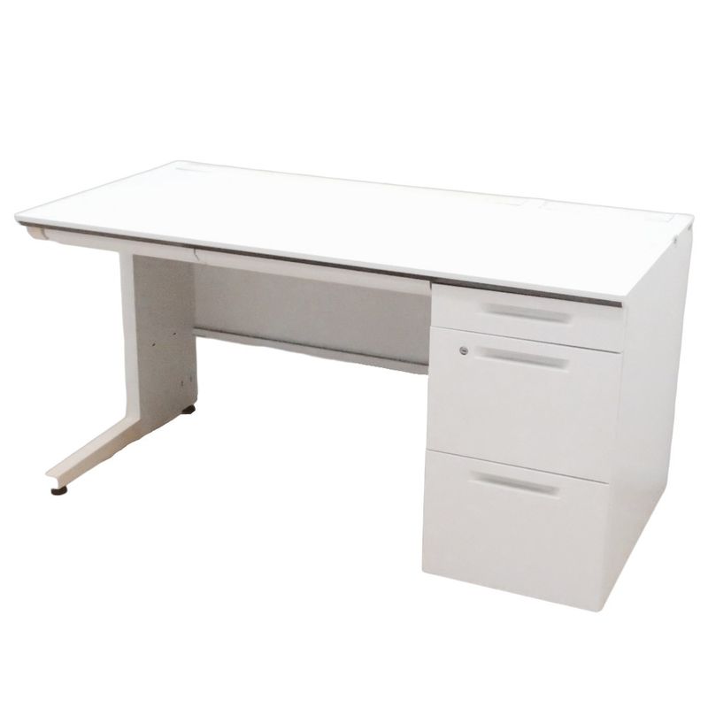 コクヨ IS 片袖デスク SDT-IS147PAWN ホワイト W1400 D700 オフィスデスク 片袖机 鍵無 EG18885 中古 配送サイズ300