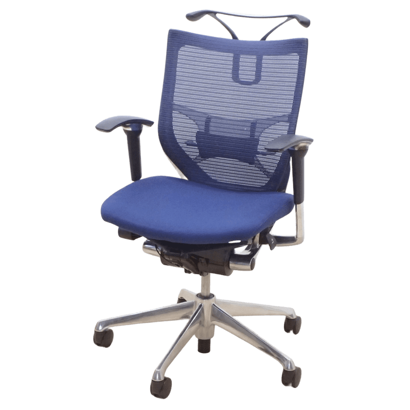 【SALE】【ラスト1特価！】オカムラ バロン CP84BS FEF4 オフィスチェア ミディアムブルー 肘付き メッシュ ハンガー付き 中古 EG18863 配送サイズ250