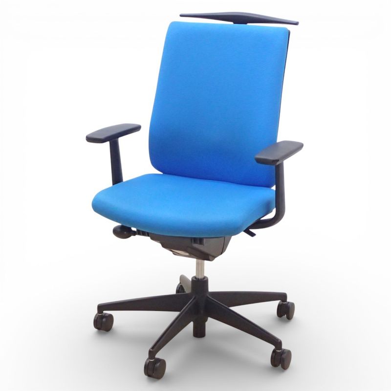 コクヨ ウィザード オフィスチェア ブルー 肘付き ハンガー 事務椅子 デスクチェア KK18868 中古 配送サイズ240