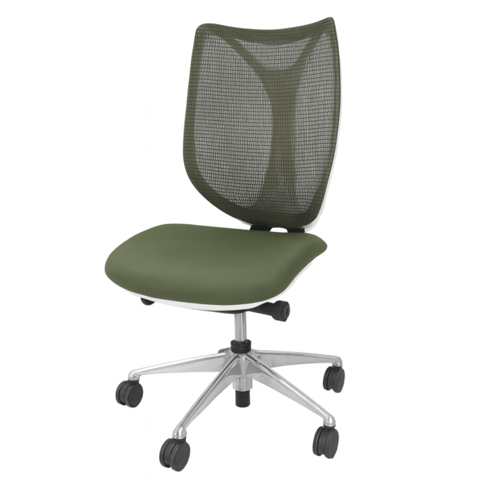 【SALE】オカムラ サブリナ(Sabrina)　高機能オフィスチェア メッシュ 肘無し ポリッシュ脚 ハイバック C854BW FSZ5 モスグリーン  YH AG 18533-2 中古 配送サイズ240