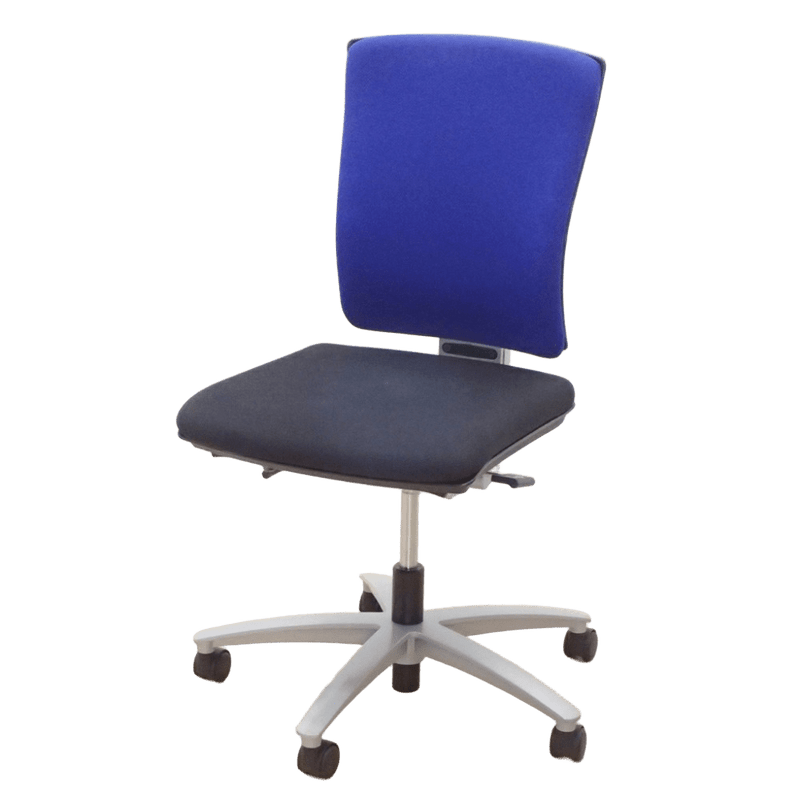 【SALE】イナバ インフィニア オフィスチェア ブルー/ブラック 肘無し 布張り 中古 EG18848 配送サイズ240