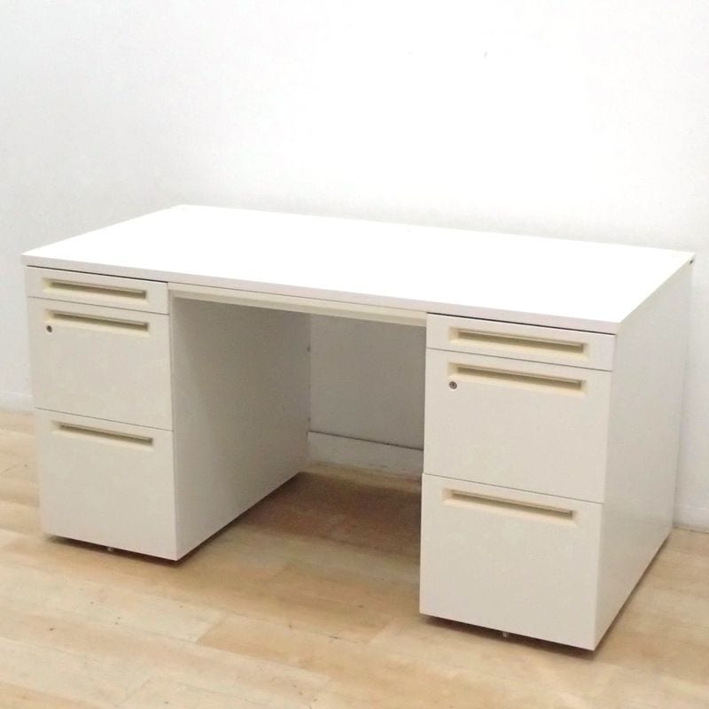 オカムラ okamura EX-46 両袖デスク ブラウン 木目調 事務机