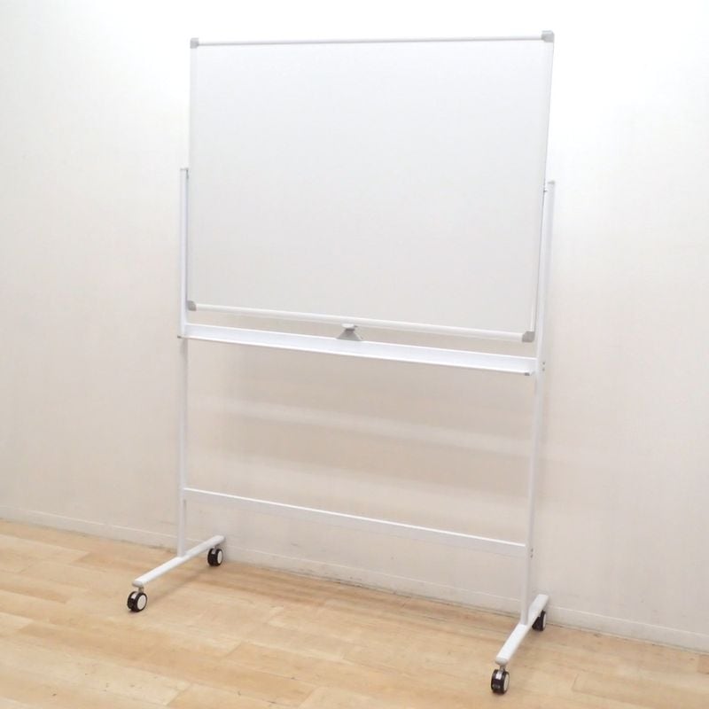 オフィスコム 自立式ホワイトボード W1200 H900 白板 スチール 脚付 両面 ロック式キャスター ペントレー YH18878 中古オフィス家具 配送サイズ400