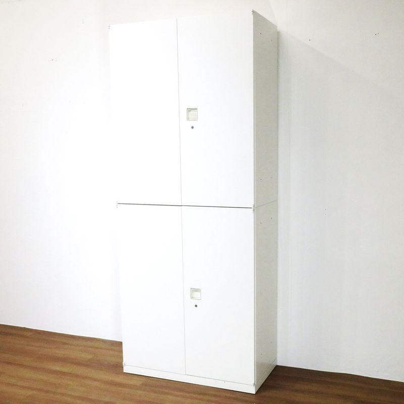 オカムラ レクトライン 4B31Y ZA75 上下書庫セット ホワイト 両開き スチールキャビネット H2150mm YH・AG19055 中古 配送サイズ300×2