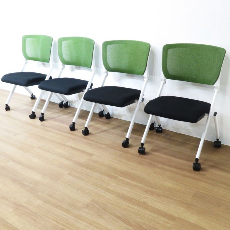 【4脚セット】新品 弘益 KRM-430 ミーティングチェア アウトレット メッシュ リクライニング ネスティングチェア AG19041-2 送料はお問い合わせください。