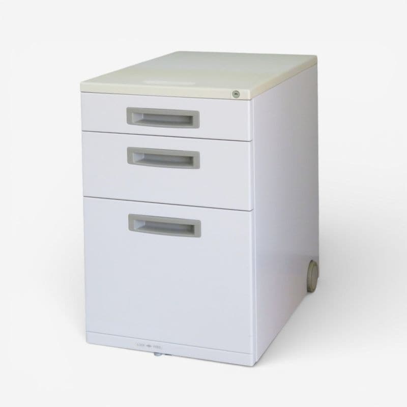 【中古】イナバ 3段デスクワゴン ニューグレー 収納ワゴン サイドキャビネット YH19048 中古オフィス家具