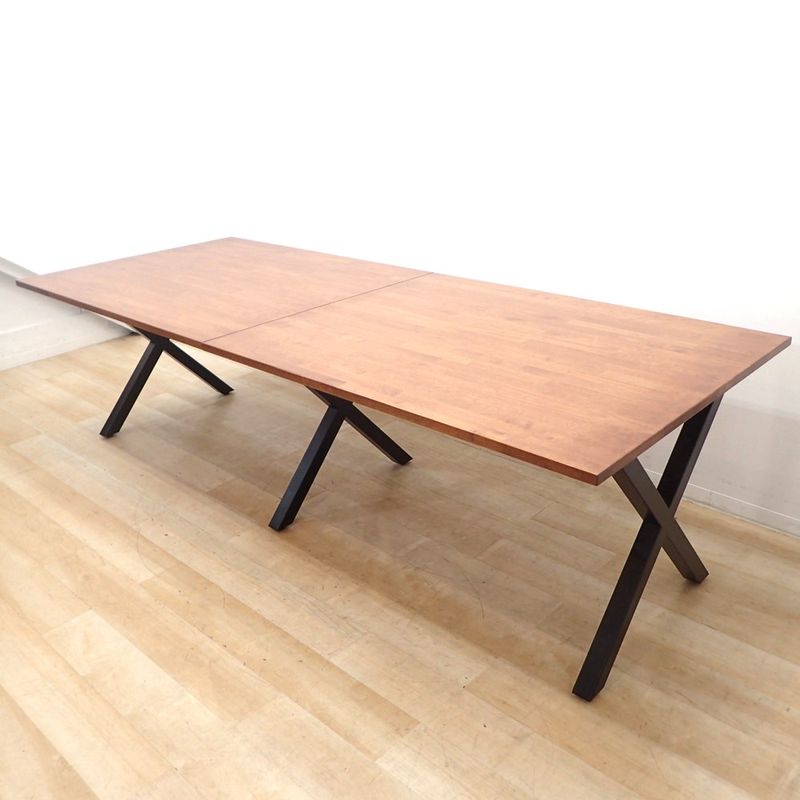 ※店舗直接引取商品 大型ミーティングテーブル 大会議テーブル W2500 D1000 H705 木製 木目 ブラウン 机 KK18980 中古オフィス家具 直接引き取り