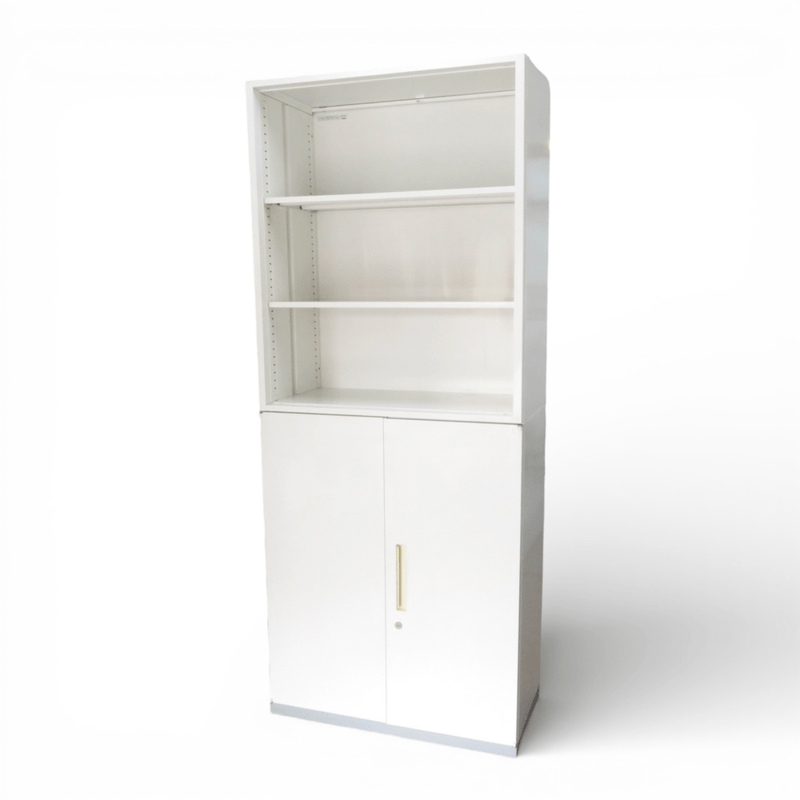 【SALE】イナバ 上下書庫セット オープン/両開き ホワイト キャビネット 本棚 オフィス家具 YH19045 中古 配送サイズ300×2